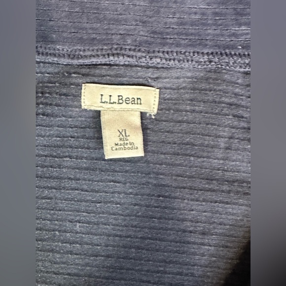 LL Bean Blue Loose Turtle Neck 3/4 Zip Up Kangaroo Pocket Ribbed Sweater XL - Picture 11 of 14